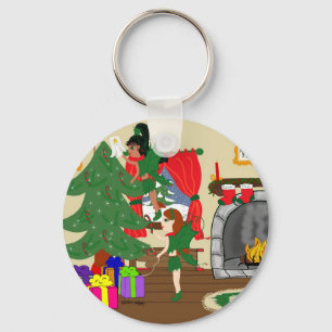 Porte-clés Les fées de Noël qui décorent le Porte - clé d'arb