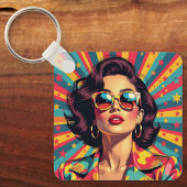 Porte-clés Les Femmes En Lunettes De Soleil Retro Pop (Recto)