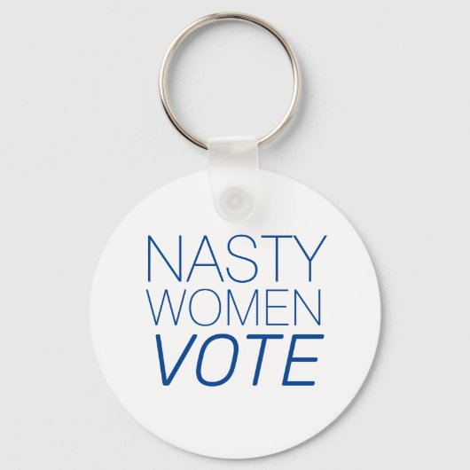 Porte-clés 'Les Femmes Nasty Votent' bleu blanc (Recto)
