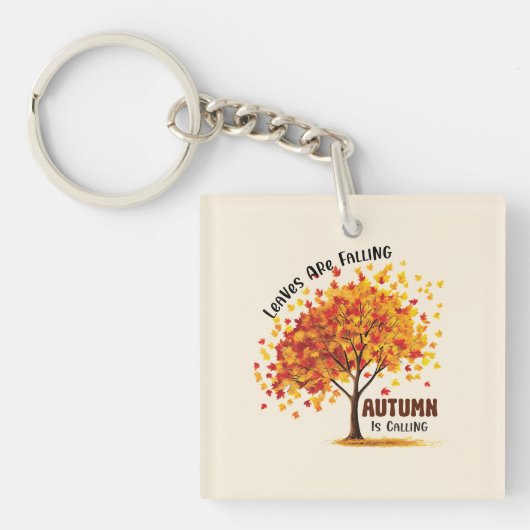 Porte-clés Les feuilles Tournent, L'Automne Appelle - Chaud A (Devant)