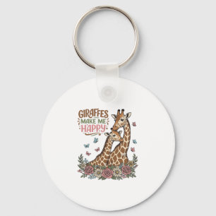 Porte-clés Les girafes me rendent heureux, design de chemise 