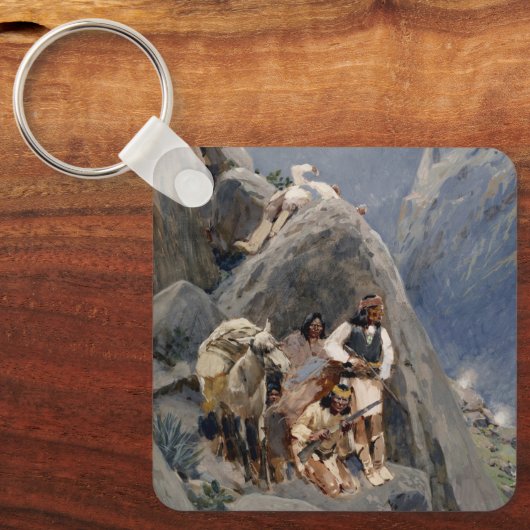 Porte-clés Les guerriers d'Apache : une embuscade sur la cava (Recto)