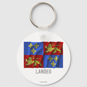 Porte-clés Les Landes ondulant le drapeau avec le nom