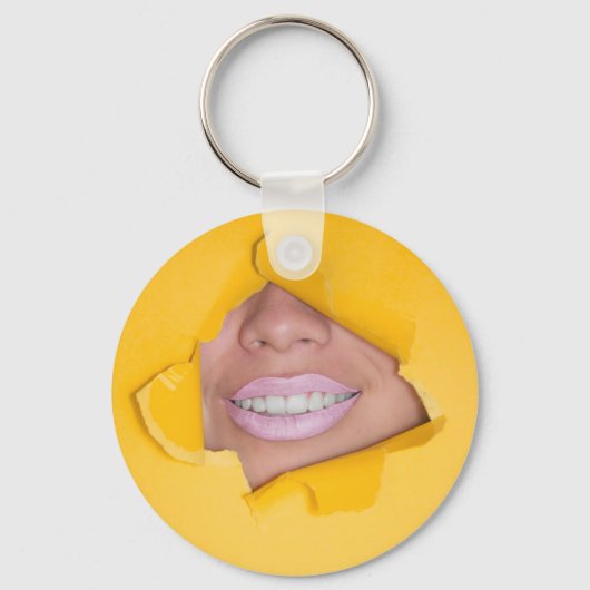 Porte-clés Les lèvres du visage Sourire Jaune (Recto)