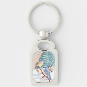 Porte-clés Les mésanges peintes à l'aquarelle