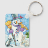 Porte-clés Les mignons animaux construire un bonhomme de neig (Verso)