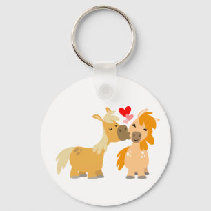 Porte-clés Les mignons poneys caricaturaux en amour