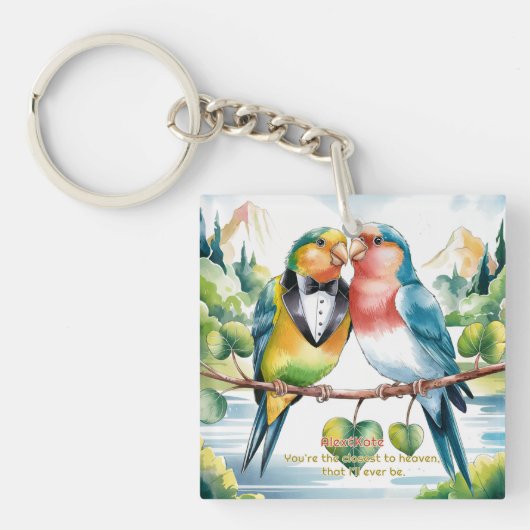 Porte-clés Les oiseaux mignons Saint Valentin (Devant)