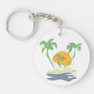 Porte-clés Les paysages de plage tropicaux de l'île. Palmier