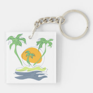 Porte-clés Les paysages de plage tropicaux de l'île. Palmier