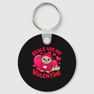 Porte-clés Les phoques sont mon valentin mignon design d'amou