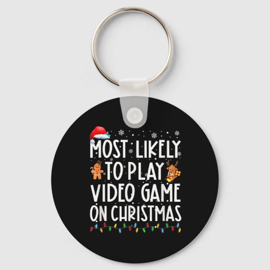 Porte-clés Les Plus Probables À Jouer Jeu Vidéo Sur Noël Père (Recto)