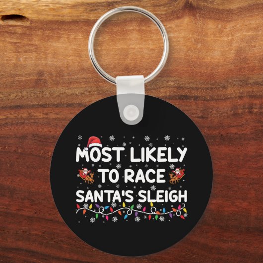 Porte-clés Les Plus Probables À La Course Santas Sleigh Noël  (Recto)