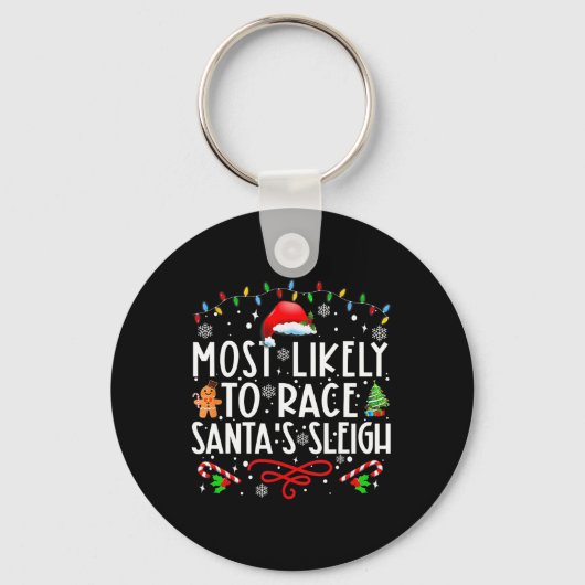 Porte-clés Les Plus Probables De Course Père Noël Sleigh Fami (Recto)