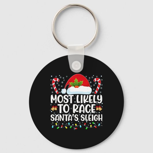 Porte-clés Les Plus Probables De Course Père Noël Sleigh Fami (Recto)