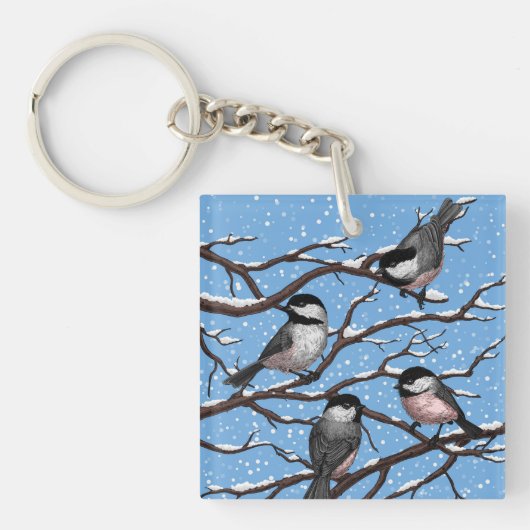 Porte-clés Les poulets en hiver (Devant)