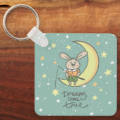 Porte-clés Les rêves deviennent réalité | Lapin sur la Lune (Recto)