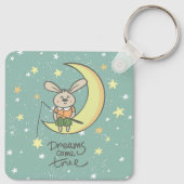 Porte-clés Les rêves deviennent réalité | Lapin sur la Lune (Dos)
