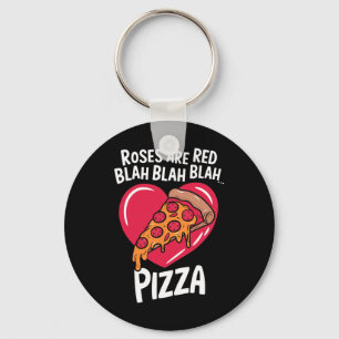 Porte-clés Les roses sont rouges, blah pizza Saint-Valentin a