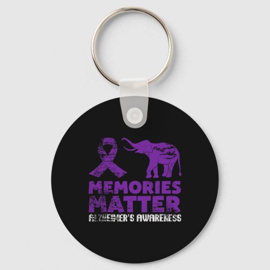 Porte-clés Les souvenirs comptent Alzheimer - Eléphant pourpr (Recto)