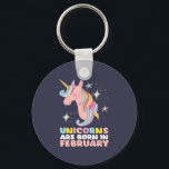 Porte-clés Les Unicornes Sont Nées En Février Février Fille A<br><div class="desc">Un joli cadeau d'anniversaire pour ceux qui sont nés en février et aiment la licorne. Image mignonne et colorée de cet animal majestueux avec parties scintillant et couleur arc-en-ciel. Si la licorne est votre animal spirituel, c'est parfait pour vous. La couleur Arrière - plan peut être customisée à la couleur...</div>