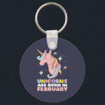 Porte-clés Les Unicornes Sont Nées En Février Février Fille A<br><div class="desc">Un joli cadeau d'anniversaire pour ceux qui sont nés en février et aiment la licorne. Image mignonne et colorée de cet animal majestueux avec parties scintillant et couleur arc-en-ciel. Si la licorne est votre animal spirituel, c'est parfait pour vous. La couleur Arrière - plan peut être customisée à la couleur...</div>