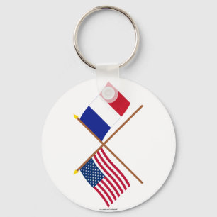 Porte-clés Les USA et drapeaux croisés par France