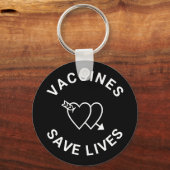 Porte-clés Les vaccins sauvent des vies noir blanc coeurs mig (Recto)