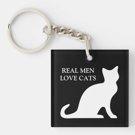 Porte-clés les vrais hommes aiment les chats (Devant)