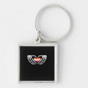 Porte-clés Lesbian Pride Skeleton Halloween Wlw Goth Heart Cl