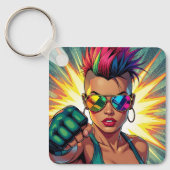 Porte-clés Lesbienne LGBT Mohawk Uppercut Pop Art (Recto)