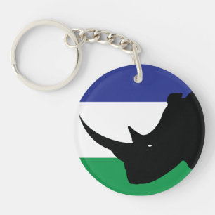Porte-clés Lesotho Black rhino Basotho Drapeau animal nationa