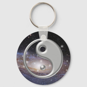 Porte-clés L'espace argenté de galaxie de Ying Yang