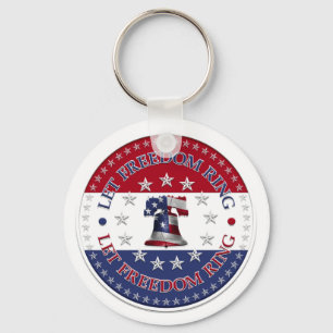 Porte-clés Let Freedom Ring Liberty Bell 13 & 50 Stars round