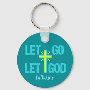 Porte-clés Let Go Let God Cute Christian Cross