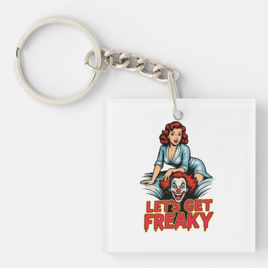 Porte-clés Let’s Get Freaky – Retro Pin-Up & Creepy Clown (Devant)