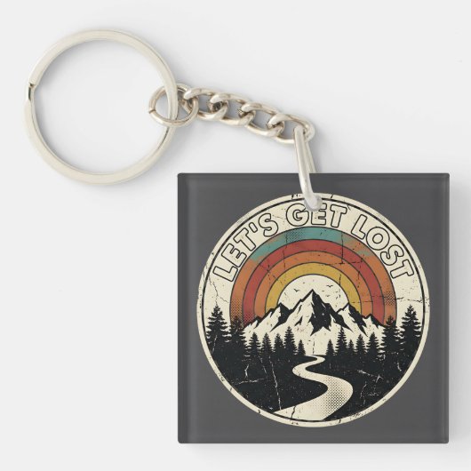 Porte-clés Let’s Get Lost Retro Mountain Adventure Outdoor (Devant)