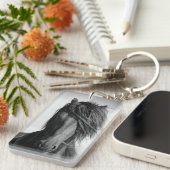 Porte-clés L'étalon friésien au vent. (Devant droit)