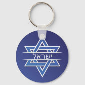 Porte-clés L'Étoile Israélienne De David Dans Le Drapeau Hébr (Recto)