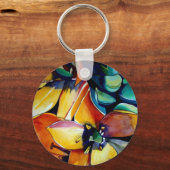 Porte-clés L'étoile jaune de Bethléem l'aquarelle de fleurs (Recto)