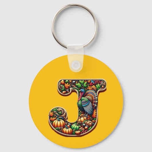 Porte-clés Letter J Thanksgiving style gift  (Recto)