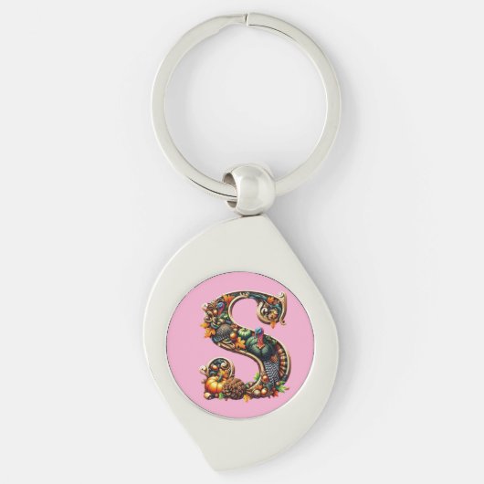 Porte-clés Letter S Thanksgiving turkey style gift  (Devant)