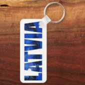 Porte-clés Lettonie hiver nuit texte avec réflexion (Verso)