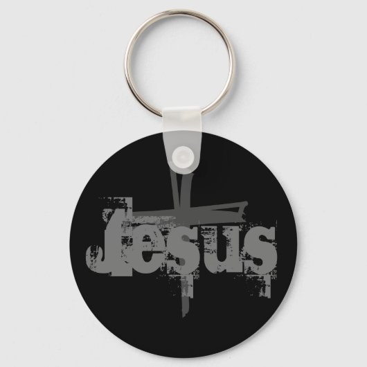 Porte-clés lettrage JESUS amusant + CROSS | (Recto)