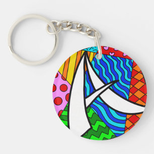 Porte-clés Lettre A Doodles colorés