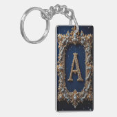 Porte-clés Lettre A dorée ornée de bijoux (Devant gauche)
