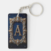 Porte-clés Lettre A dorée ornée de bijoux (Dos)