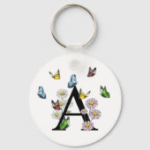 Porte-clés Lettre A Floral Butterfly Monogramme initial (Verso)
