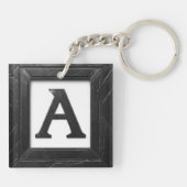 Porte-clés 🖤 Lettre A initiale en marbre noir 🖤 (Dos)