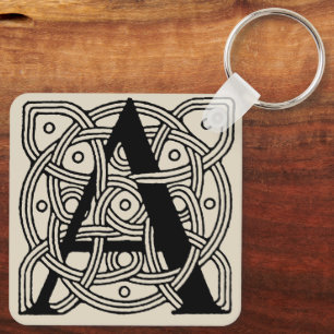 Porte-clés Lettre A Monogramme Impression de nœud celtique vi